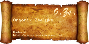 Orgonik Zselyke névjegykártya